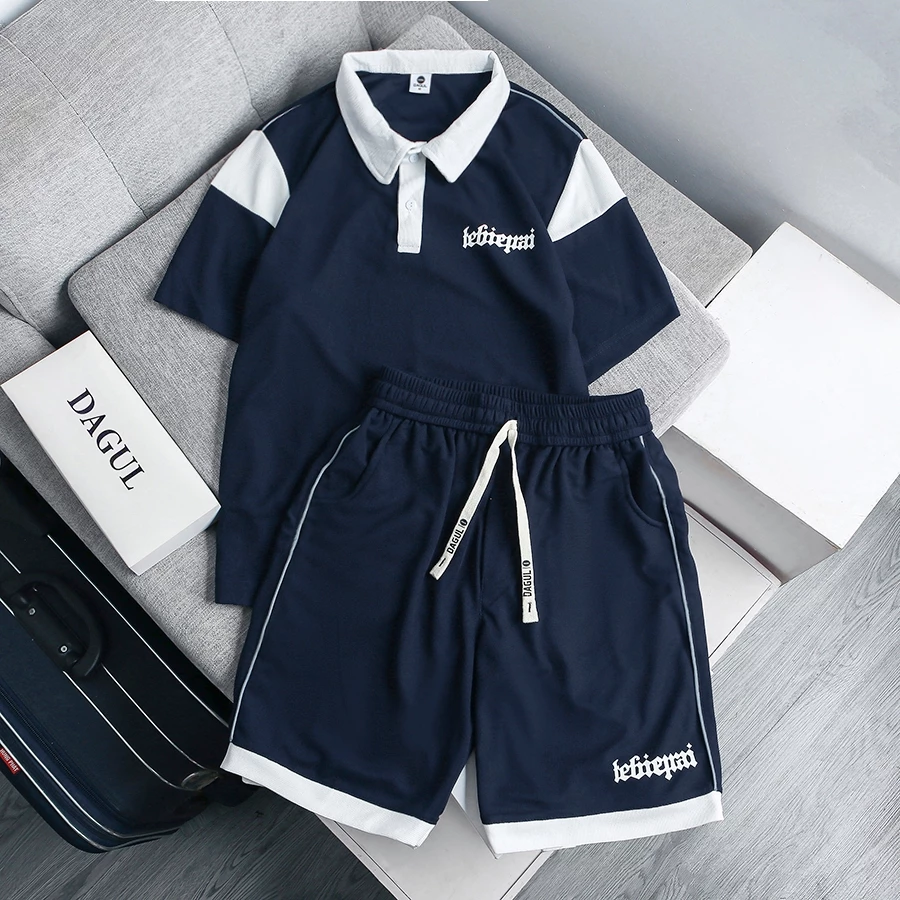 (M-19) Bộ quần áo cổ bẻ nam nữ DAGUL chất liệu tổ ong mắt nhỏ mặc thoáng mát thấm hút mồ hôi tốt hình in phun ( M: 03)