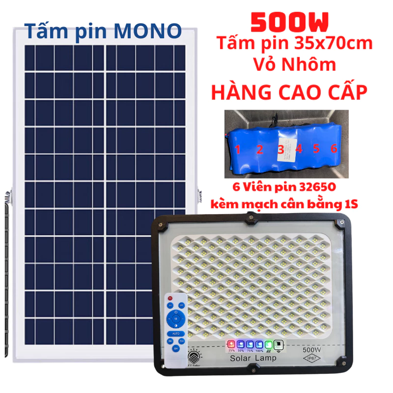Đèn Năng Lượng Mặt Trời,Đèn Led Chống Lóa Cao Cấp 2026 TT SOLAR 100W,200W,300W,500w Vỏ Nhôm,IP67, BH 2 Năm
