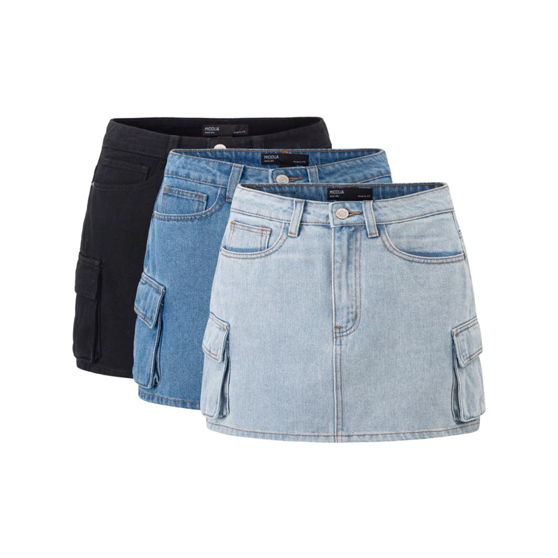 MIDDUA - VJ033 Váy cargo denim 4màu
