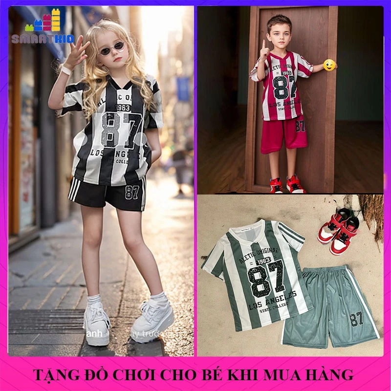 Quần áo trẻ em, bộ đồ thể thao mùa hè cho bé mẫu số 87 từ 18-50kg vải cotton thông hơi, cộc tay, ngắn tay