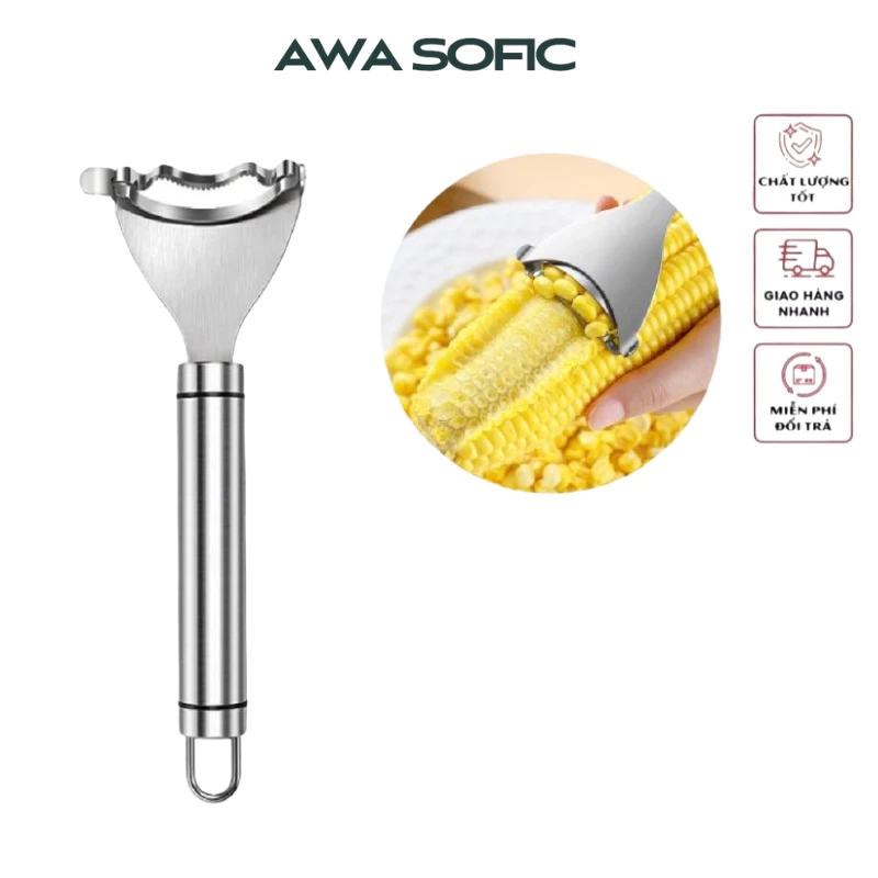 Dao tuốt Ngô tách hạt tiện lợi - Dao bào bắp, tách hạt ngô, bắp inox 2 lớp 304