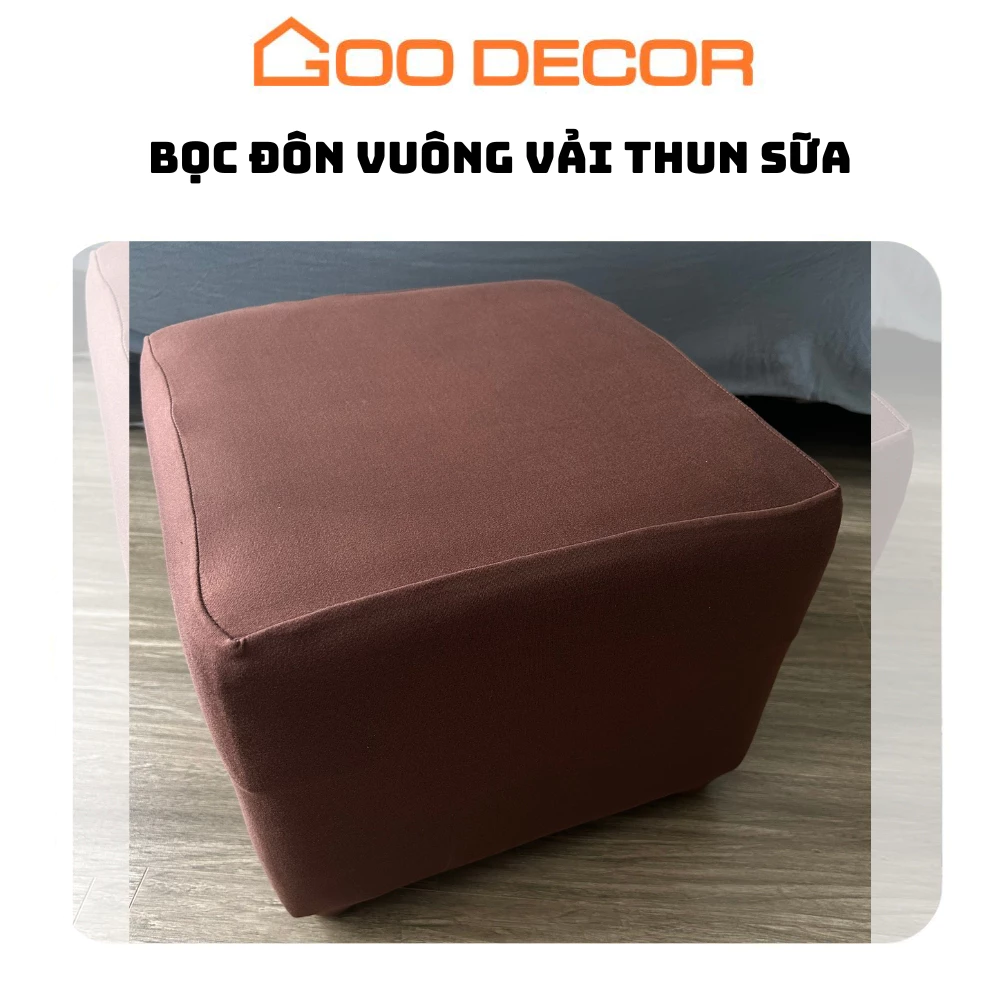 Vỏ đôn vuông GOO Decor màu trơn, bọc đôn sofa vải thun sữa mềm mại co giãn 4 chiều