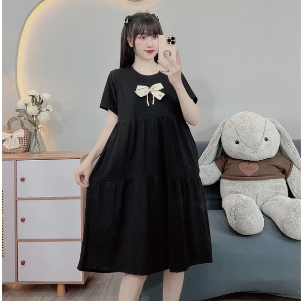 (45-100kg)Váy bầu bigsize dáng trơn,chất cotton 100% mềm,mịn,mát và đặc biệt là co giãn tốt ạ