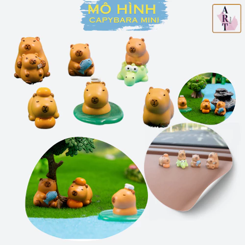 Mô Hình Capybara Mini Trang Trí Decord Bánh Kem Ô Tô Tiểu Cảnh