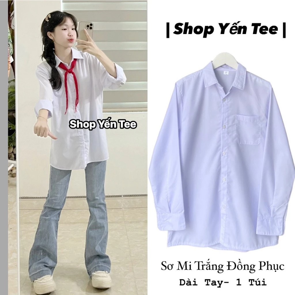 ( Từ 30kg - 100kg ) Áo sơ mi đồng phục học sinh Yến Tee Shop , đi làm, đi chơi Chất mát đẹp #0135
