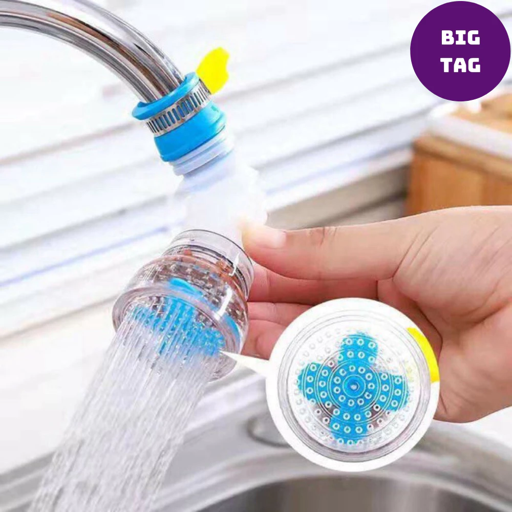 vòi lọc nước tăng áp suất nước tiện lợi, đầu lọc nước đa năng có thể kéo giãn xoay 360 độ 8028