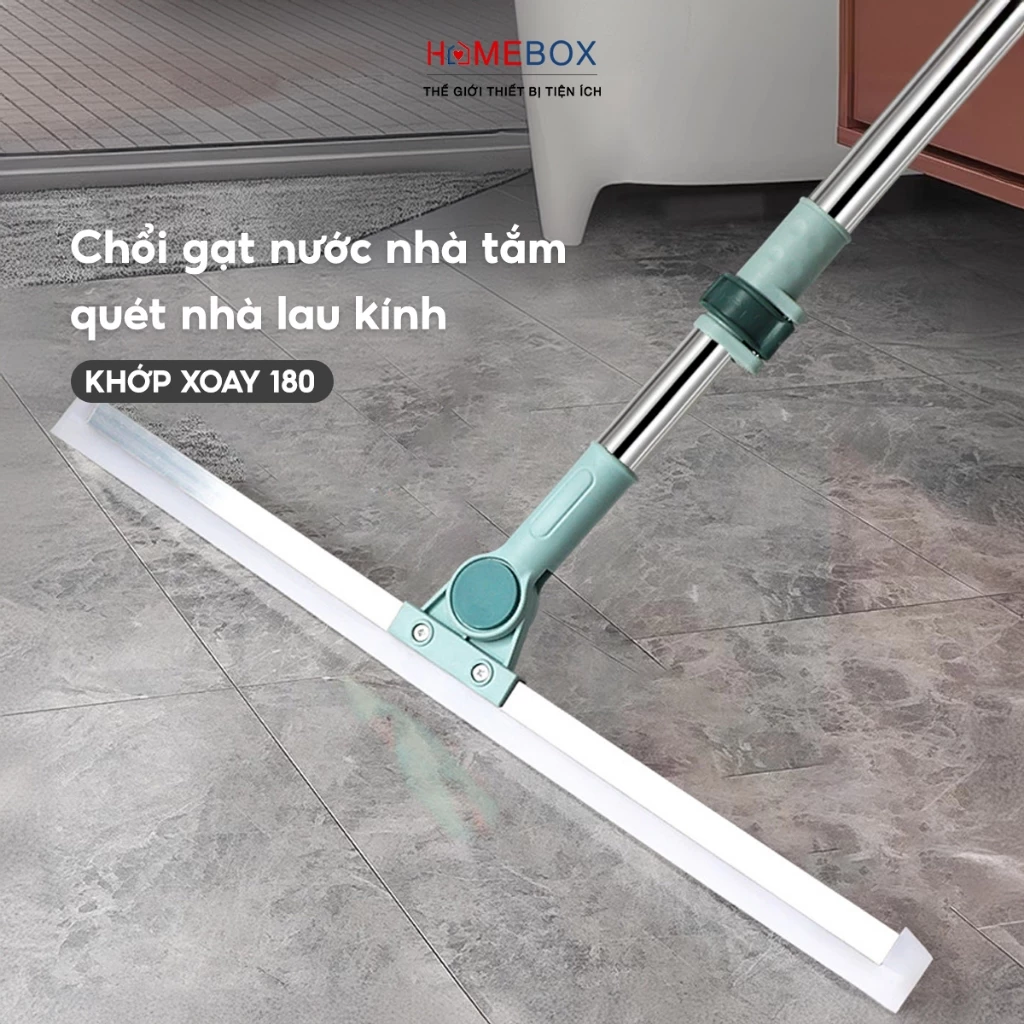 Chổi gạt nước sàn nhà tắm cỡ lớn, Chổi quét nhà gạt nước và lau kính đầu silicon dẻo tiện lợi