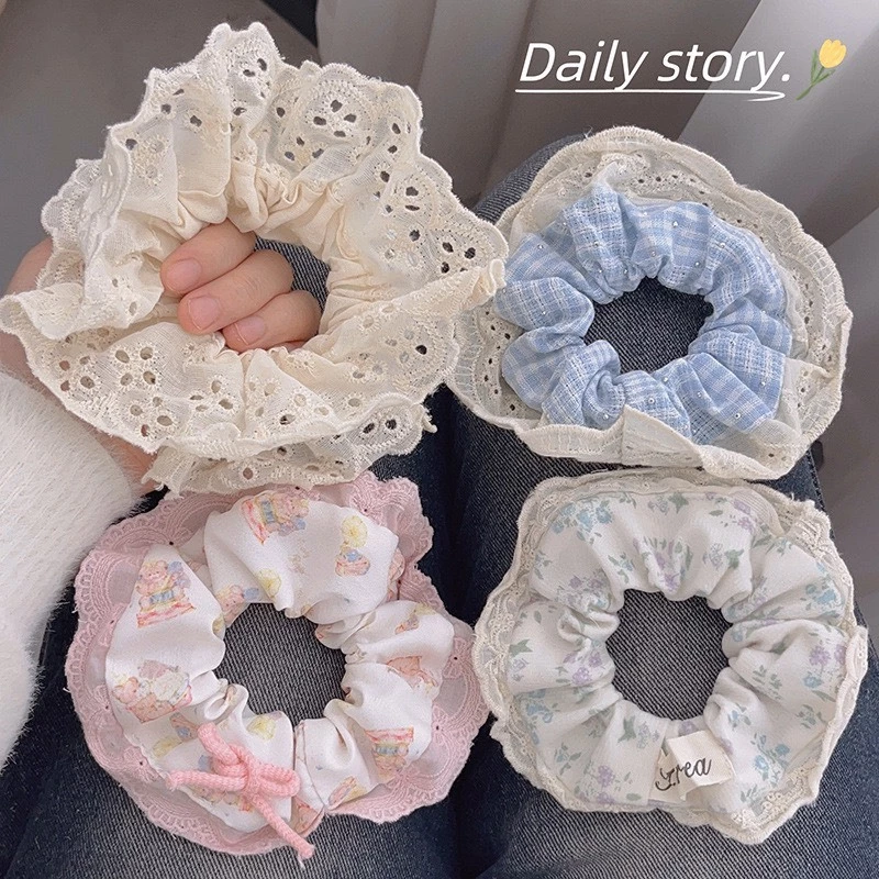 Chun buộc tóc Scrunchies ren cực xinh