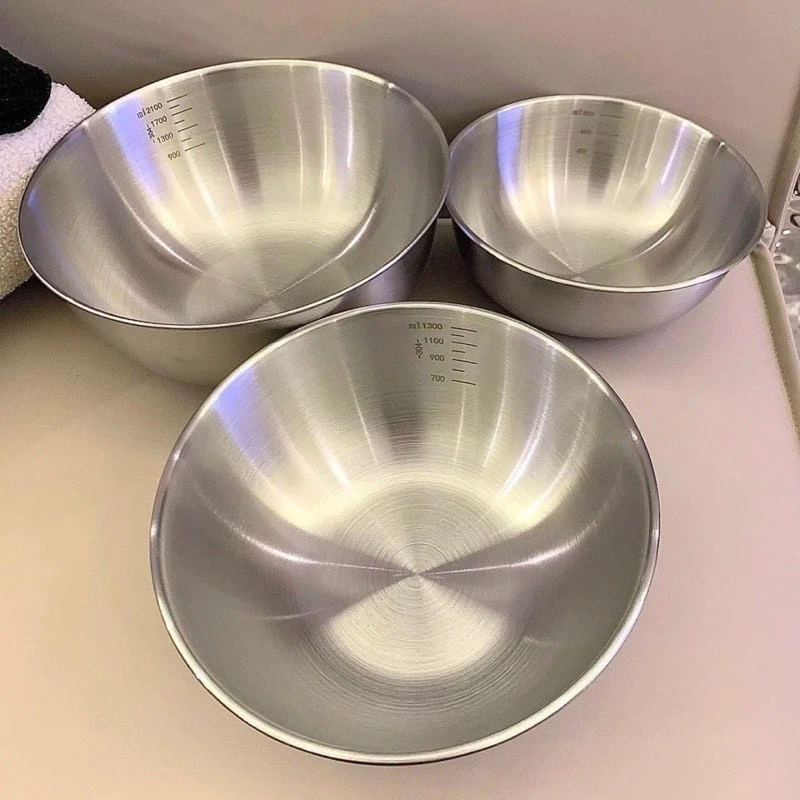 Free Ship - Set 3 Thau Trộn Inox 304 Có Vạch Chia Dung Tích Tiện Lợi
