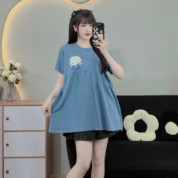 (Đủ siz từ 45-100kg)Áo phông bầu bigsize in hình cô gái chất cotton cực mát