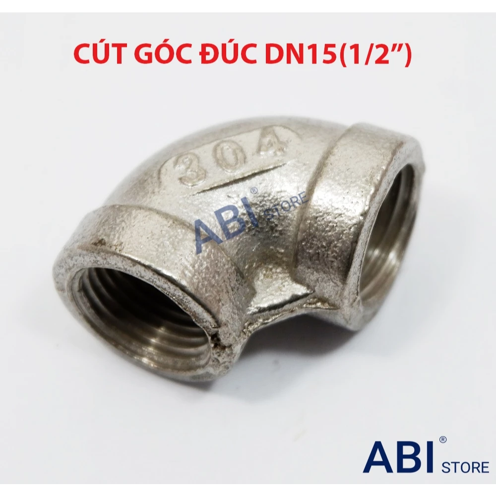 (combo 2-5) CÚT NỐI REN INOX ĐÚC 1/2 (dn15), CÚT GÓC 90, CÚT 2 ĐẦU REN TRONG 21 HÀNG ĐẸP GIÁ RẺ