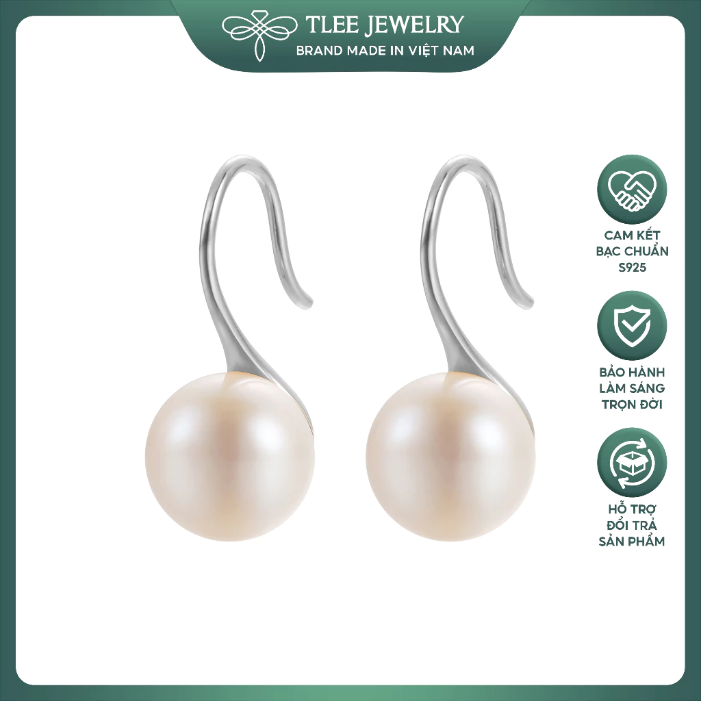 Khuyên tai bạc TLEE ngọc trai nhân tạo móc câu nữ tính TLEE JEWELRY B0128