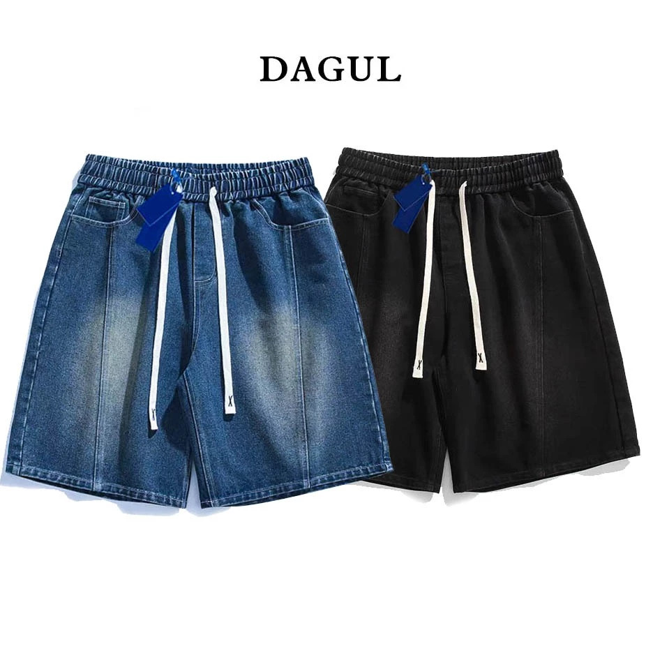 (M-43)Quần sooc denim DAGUL trên gối, chất vải denim mền mặc thoáng mát phối đường viền ở ống quần (M-04)
