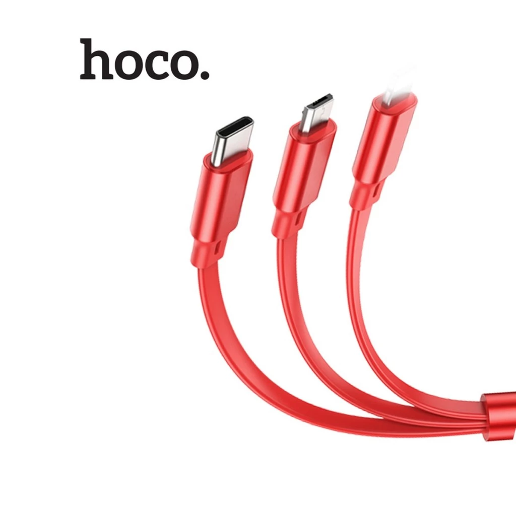 Cáp Sạc Hoco X75 3in1 USB dành cho Smartphone/Android/ip thiết kế dây rút đa năng tiện lợi tương thích tốt