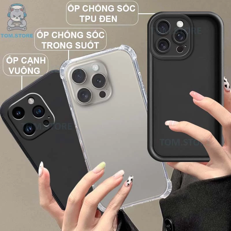 Ốp lưng IPhone 12 MINI / 12 / 12 PRO / 12 PRO MAX chống sốc đen,kem,TPU viền vuông,chống sốc trong suốt silicon