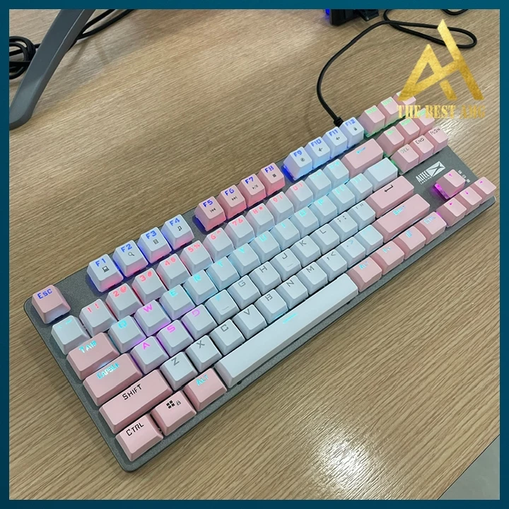 Bàn Phím Cơ Gaming Máy Tính Có Dây 87 Phím Led Rgb ALTEC LANSING 8404 Trắng Hồng Chuyên Game Blue Switch