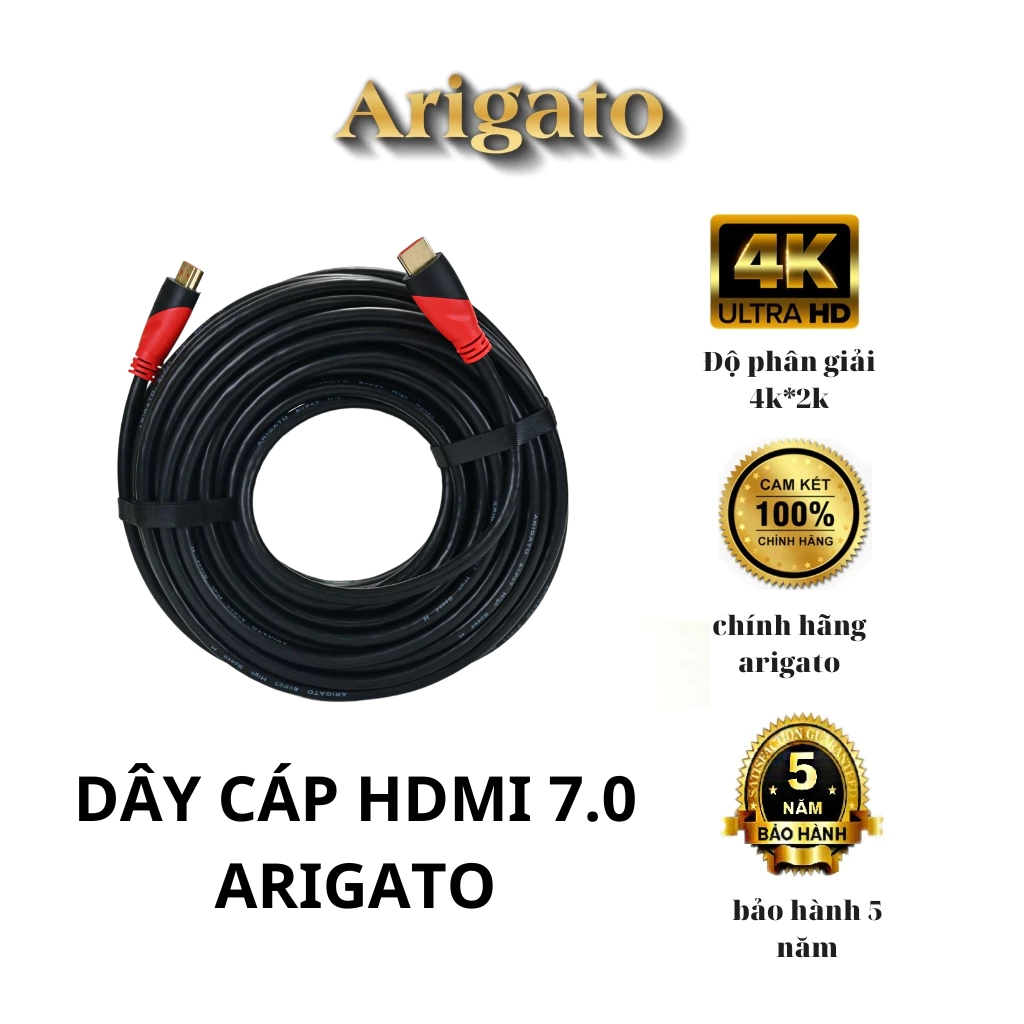 Dây HDMI 7.0 Dài 10M ,15M ,20M Arigato Cao Cấp Hỗ Trợ Full HD 1080