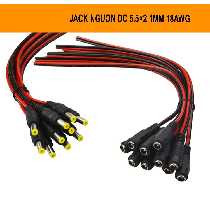 Jack nguồn DC đực, DC cái có dây - Dây nguồn DC cho camera