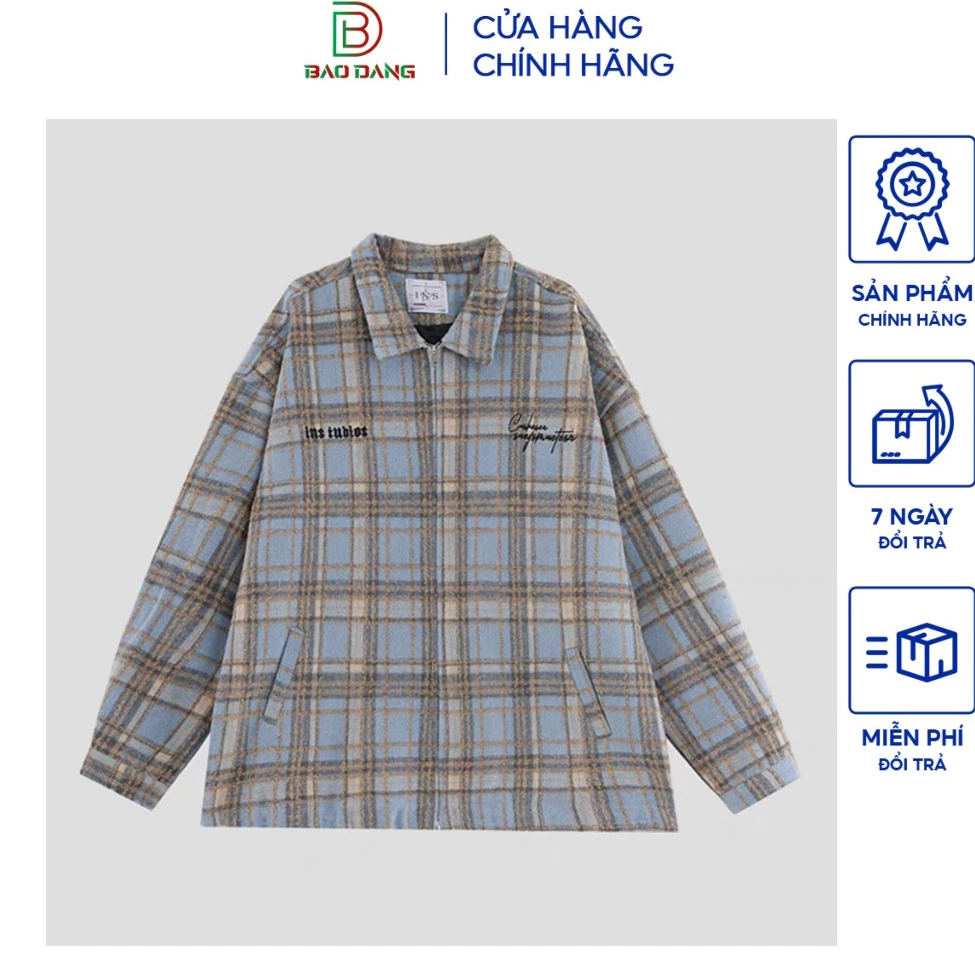 Áo khoác flanel nam nữ 3 màu dạ dây kéo chất vải caro dạ dày dặn thoải mái mẫu hót 2024 Bảo Đăng.