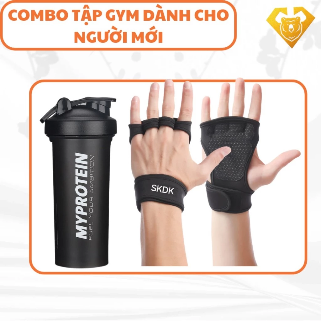 [ COMBO ] Găng Tay Tập Gym, Bình Nước Thể Thao Gymer Hay Dùng