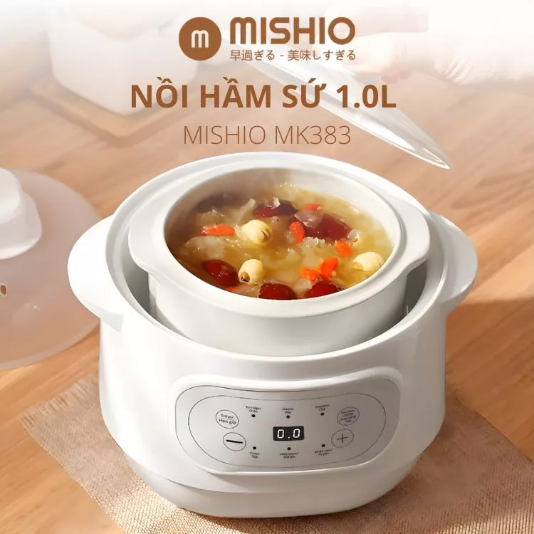 Nồi nấu cháo chưng yến 1 Lít Mishio MK383