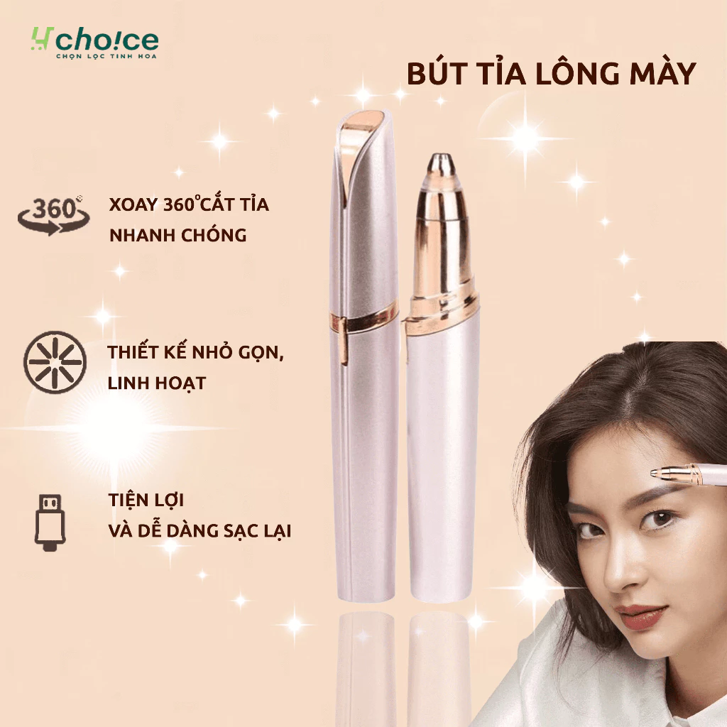 Bút tỉa lông mày thiết kế nhỏ gọn, tiện lợi, dễ sử dụng giúp tỉa lông mép, mũi,... không đau rát.