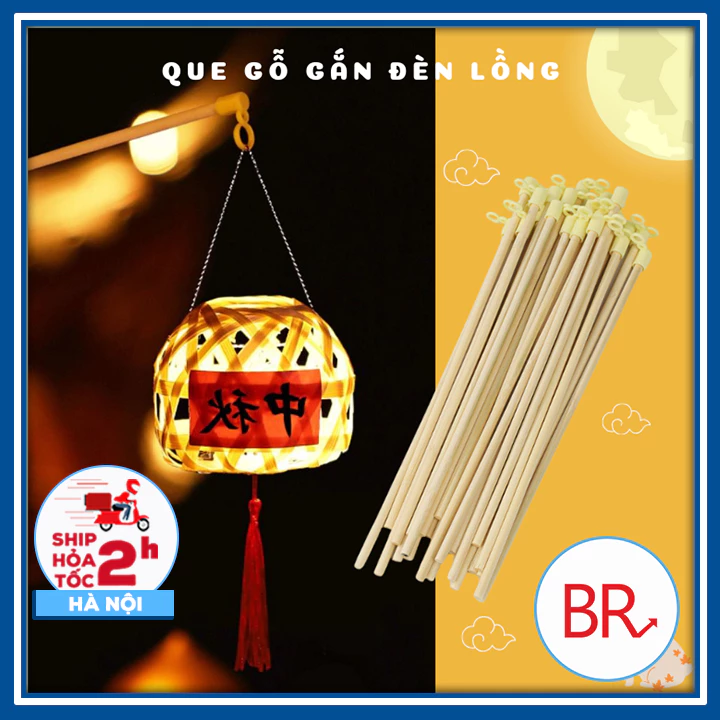 [SỈ QUE ĐÈN LỒNG] 30 Que gỗ cầm tay gắn đèn lồng Trung Thu, đèn trang trí - Cán gỗ đầu nhựa phụ kiện gắn lồng đèn 02239