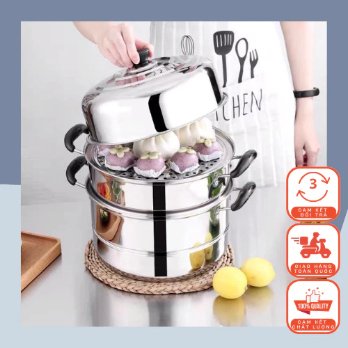 Nồi Hấp Inox 3 Tầng Siêu To 28cm