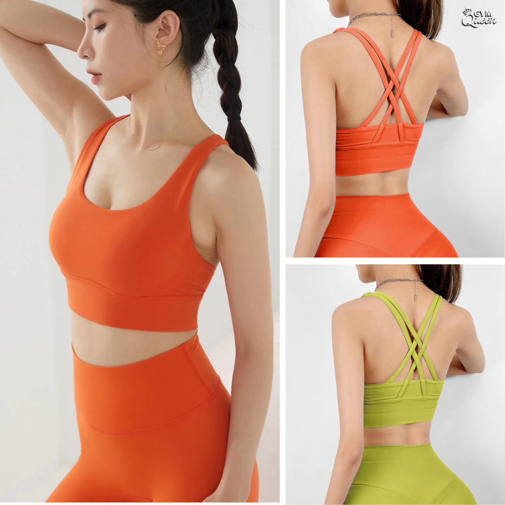 Áo thể thao 913 dây chéo lưng mút rời tập yoga, gym, erobic vải mịn 25% Spandex
