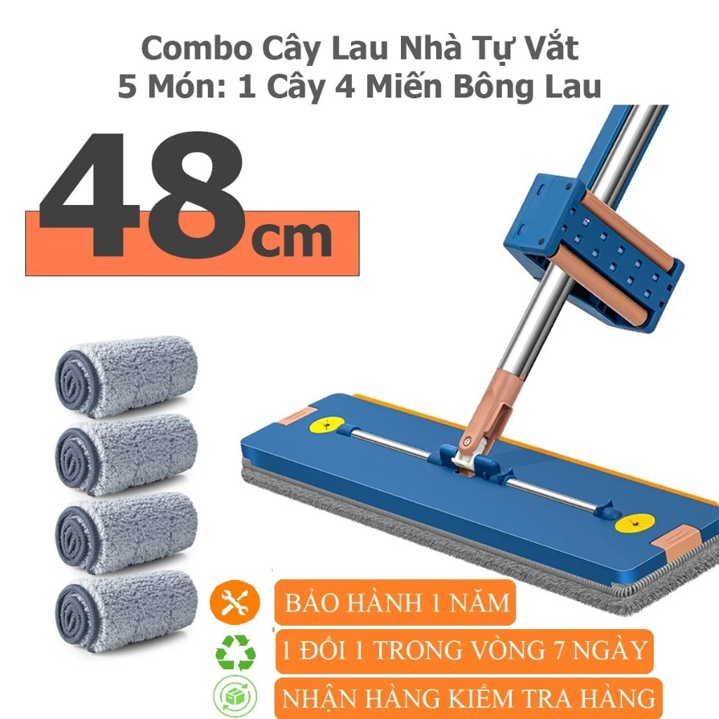 Bộ Cây Lau Tự Vắt Nhà Kèm Xô Gấp Gọn Silicon Thông Minh Tặng Kèm 4 Bông Lau Mẫu Mới 2026 . ( hàng chuẩn công ty )