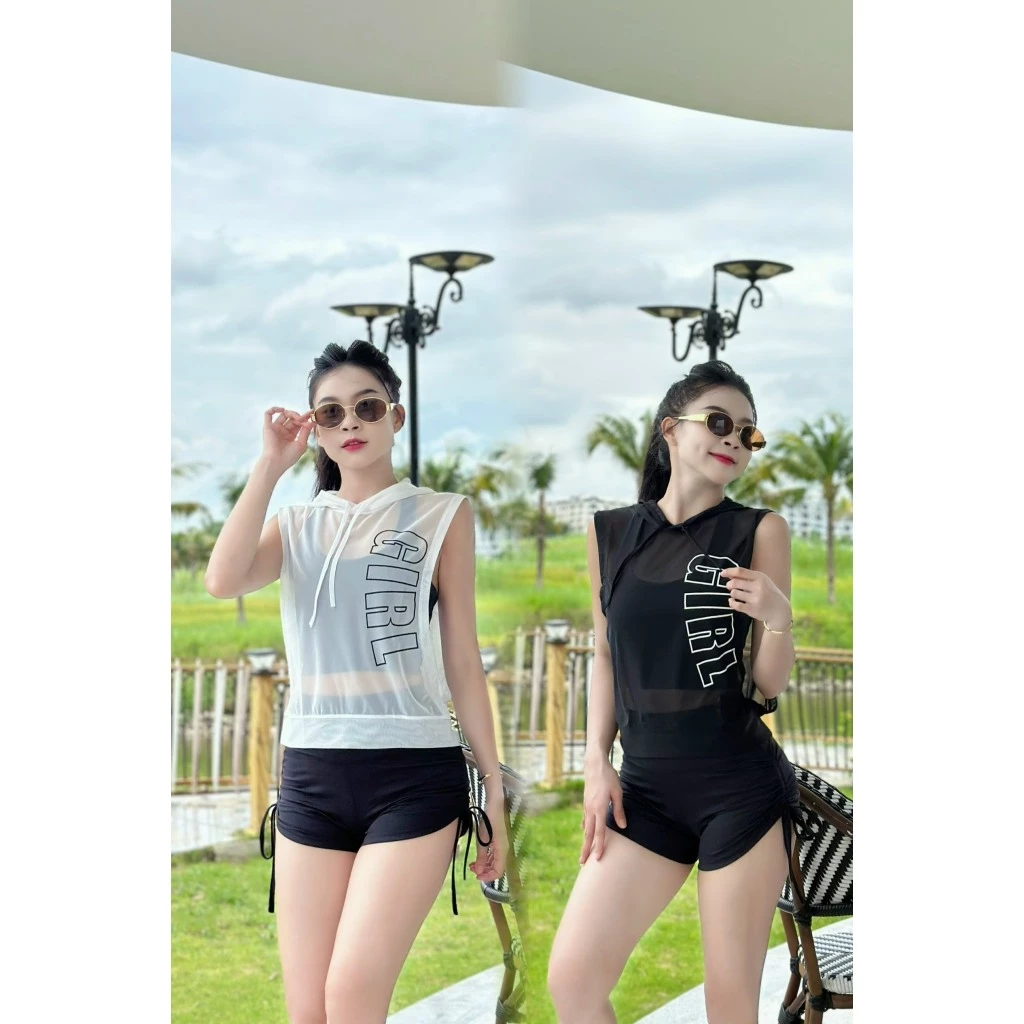 Aó lưới tank top có nón với kiểu dáng khoét sâu 2 bên tạo điểm nhấn chạy bộ,gym,yoga,earobic,zumba