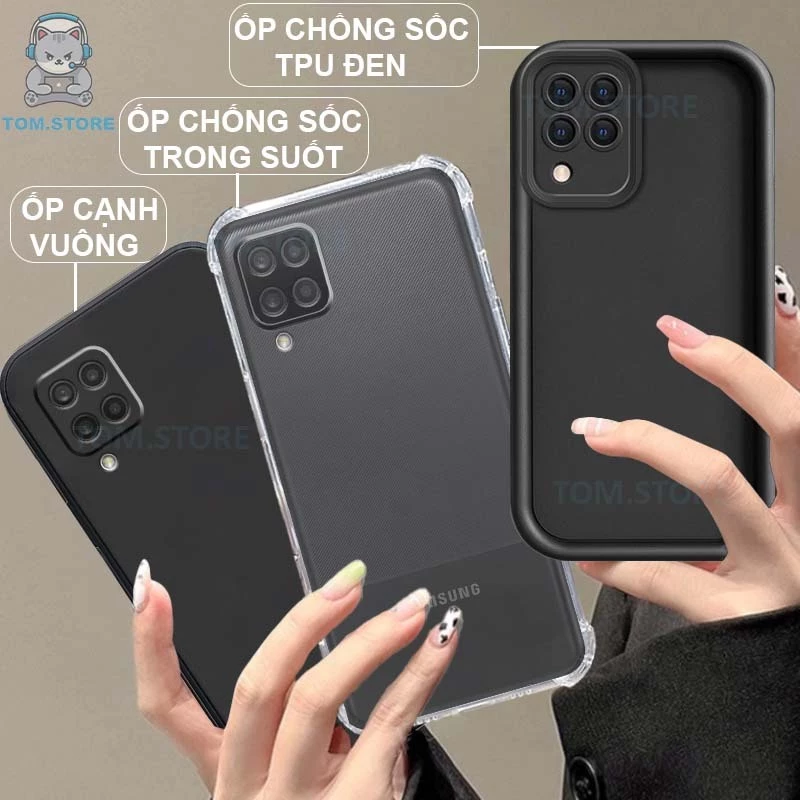 Ốp lưng Samsung A12 /A22- A22 4G / A22 5G / A42 5G chống sốc đen,kem,TPU viền vuông,chống sốc trong suốt silicon