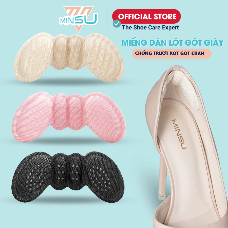 Miếng Dán Gót Giày Chống Tuột, Bảo Vệ Gót Giày MINSU M5517 Giảm Ma Sát, Điều Chỉnh Kích Cỡ Giày 2 Kích Cỡ 4mm 8mm