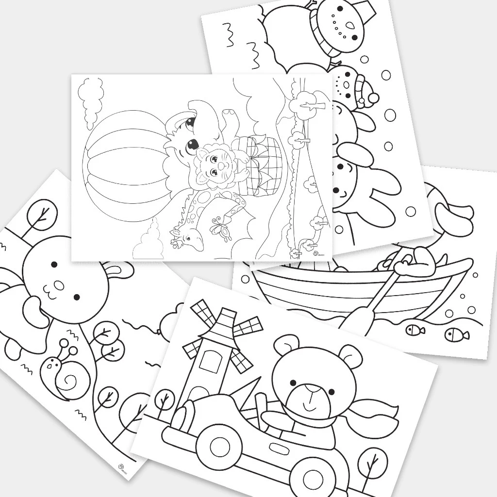 Set 5 Tờ Tranh Tô Màu Cho Bé Size A4 120/160 gsm FUTUREBOOK