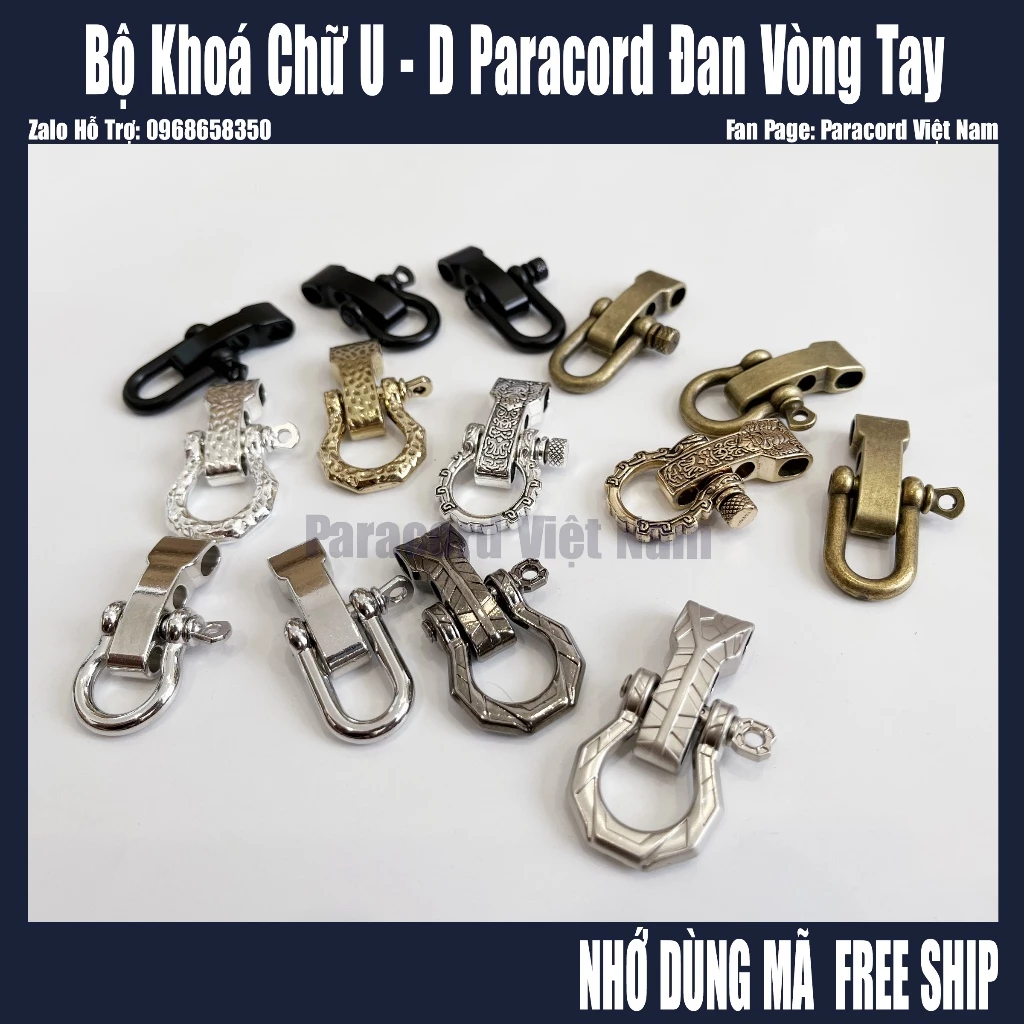 Bộ Khóa Paracord Inox Chữ U Đan Vòng Tay Sinh Tồn