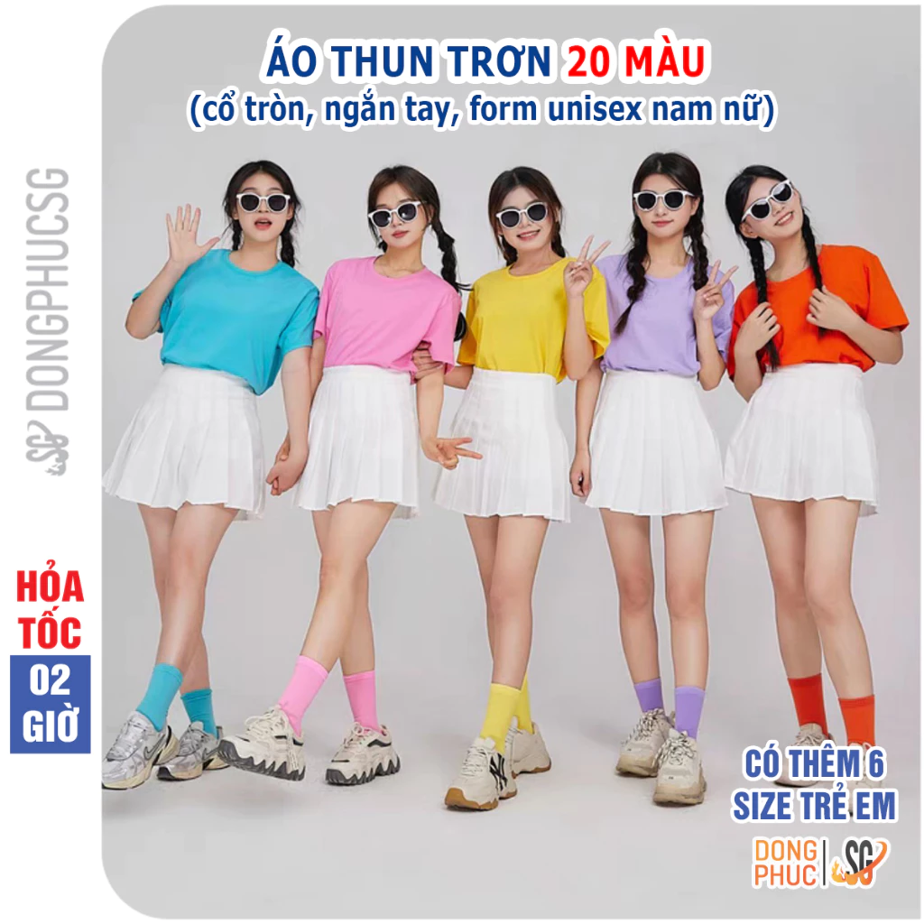 Áo thun trơn nam nữ nhiều màu phông unisex cổ tròn tay ngắn chất thun mềm mịn ATT | DONGPHUCSG