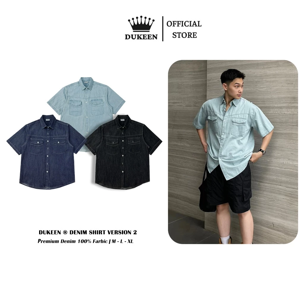 Áo Sơ Mi Demin Ngắn Tay Nam Nữ Oversize Chất Liệu Jean Cao Cấp Mềm Mịn Phong Cách Hàn Quốc SM056