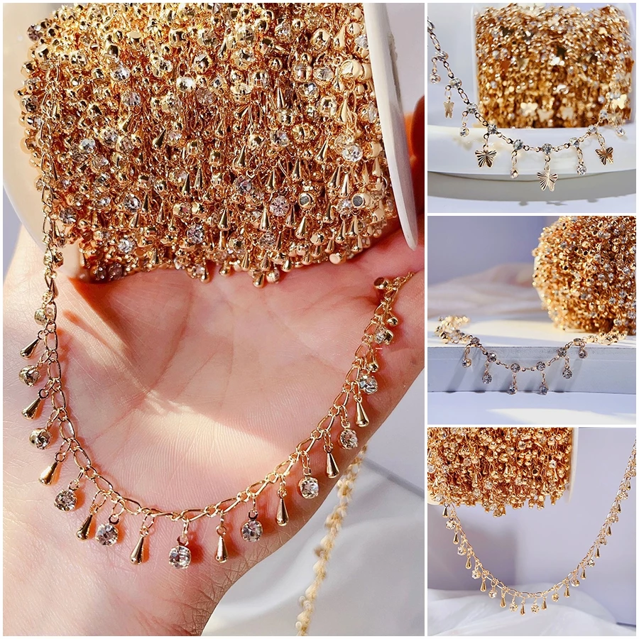 Chiết lẻ 0.5m (50 cm) dây chuỗi hạt lấp lánh màu KC nguyên liệu làm trang sức cổ trang cosplay cổ phục NL1418