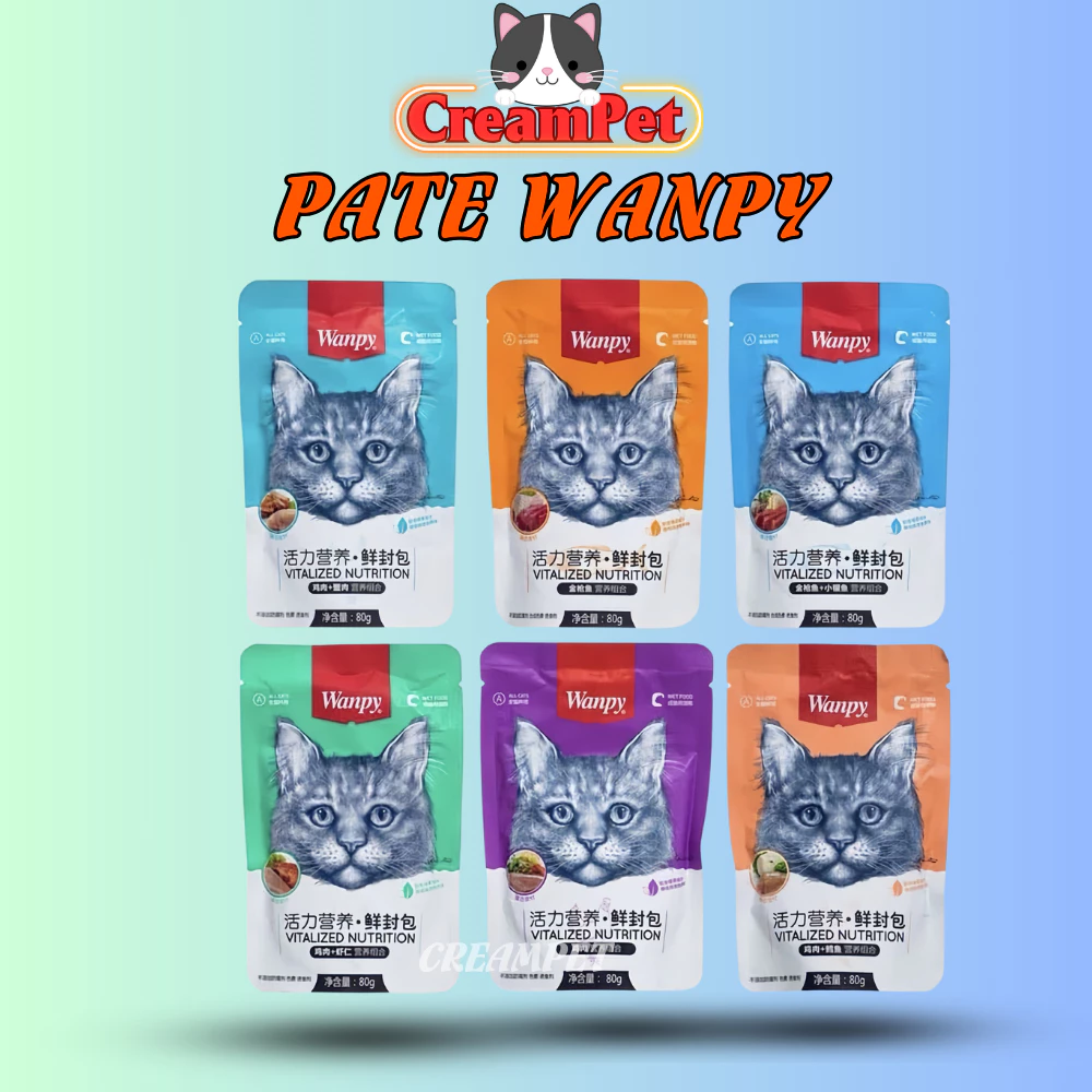 Pate Wanpy cho mèo gói 80g - Thức ăn hảo hạng nhiều vị cho mèo