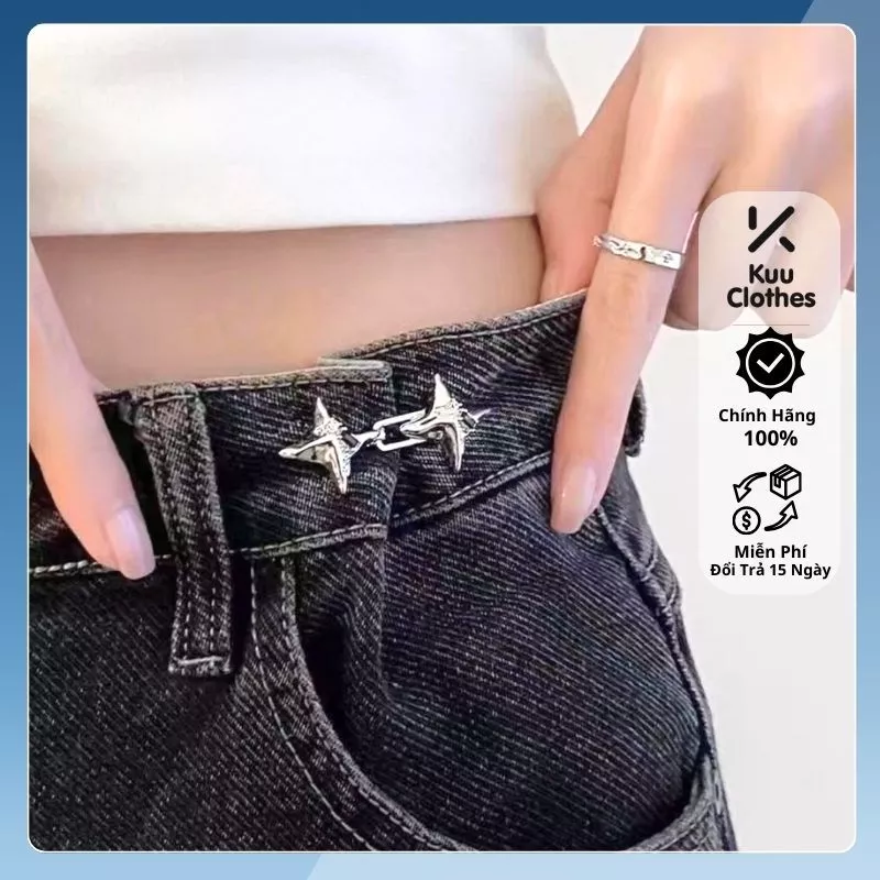 Nút cài thắt lưng nam nữ điều chỉnh lưng quần rộng thiết kế mắc cài mạ bạc chất liệu titan - Nút Cài Tổng Hợp