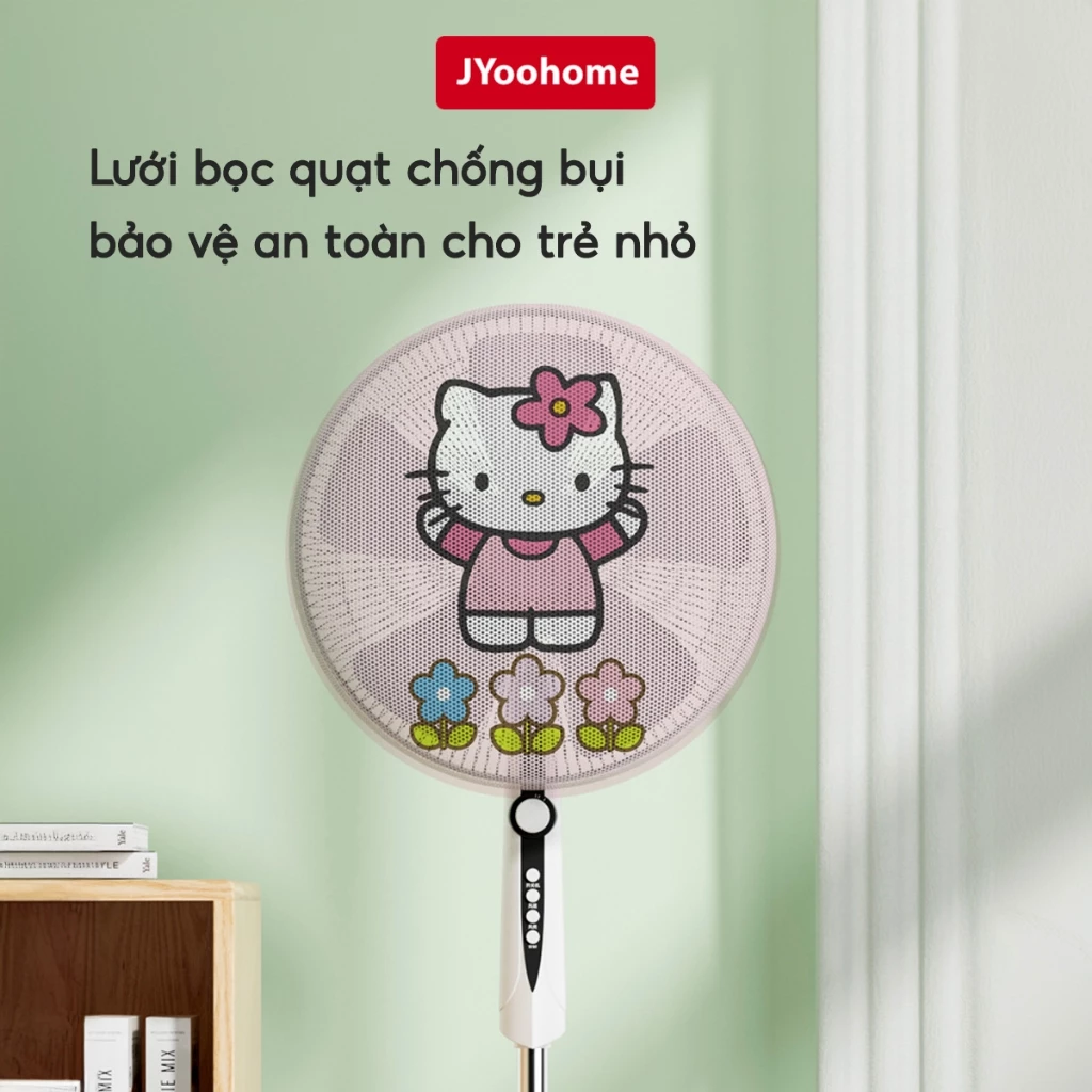 Lưới bọc quạt chống kẹp tay an toàn cho bé JYoohome Bọc quạt tròn dây rút hoạt hình dễ thương