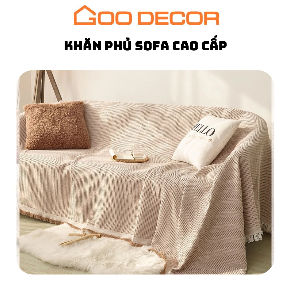Khăn phủ sofa cao cấp, tấm trải ghế sofa cotton dệt 3D phong cách Bắc Âu - GOO Decor