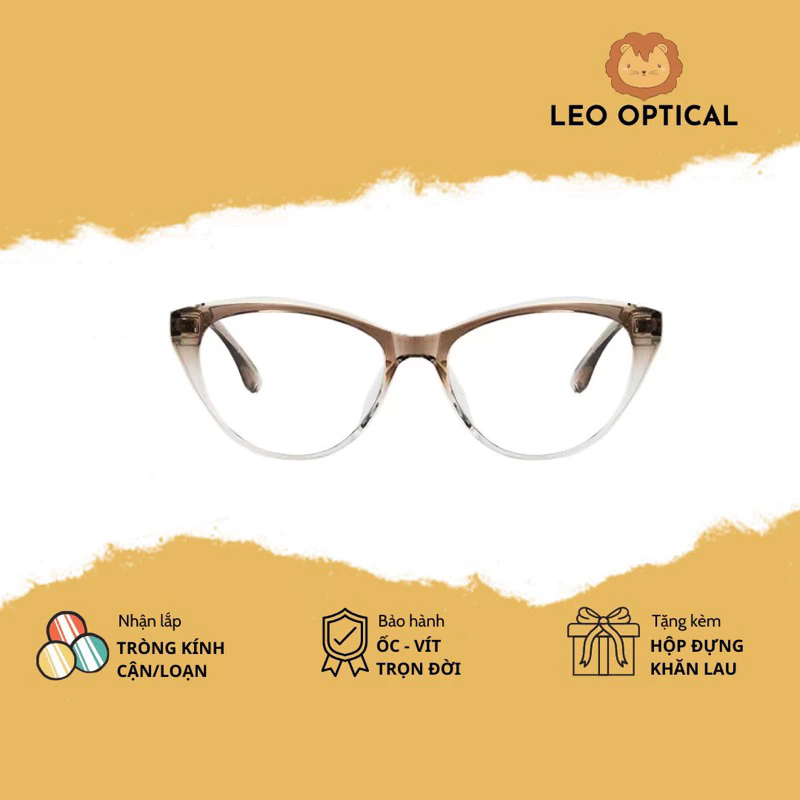 Kính mắt mèo nhựa dẻo cao cấp chuyên lắp cận thiết kế thanh lịch đơn giản LEO OPTICAL M23057