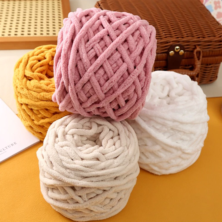 Len Nhung Đũa LYLYCRAFT Cuộn 100g Sợi To 6mm Dùng Kim Móc Len Từ 6-10mm Móc Túi Xách, Thú Len Móc