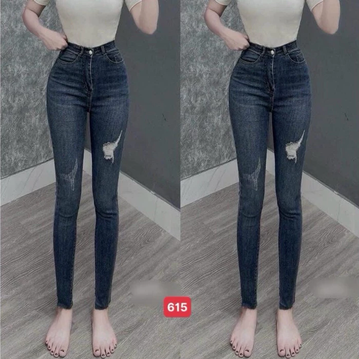 Quần jean nữ co giãn, quần bò lưng cao 9 tấc dáng ôm body cạp cao nhiều mẫu Bi_shop 173 ms609