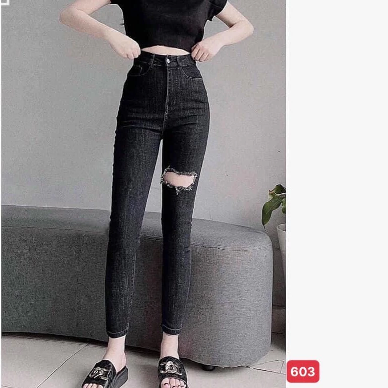 Quần jean nữ co giãn, quần bò lưng cao 9 tấc dáng ôm body cạp cao nhiều mẫu Bi_shop 173 ms600