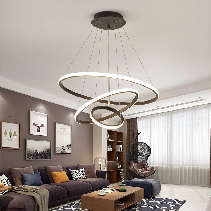 Đèn Chùm, đèn thả DT8046 3 Vòng Tròn LED Hiện Đại, Trang Trí Nội Thất Sang Trọng, Ánh Sáng Mềm Mại, Dễ Lắp Đặt