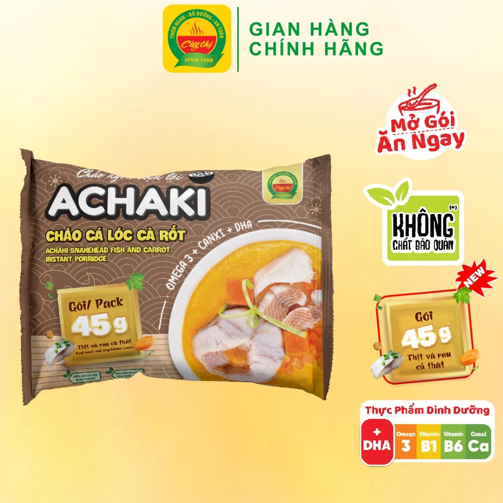 Cháo Ngon Tiện Lợi Achaki Cá Lóc Cà Rốt Thương Hiệu Cây Thị