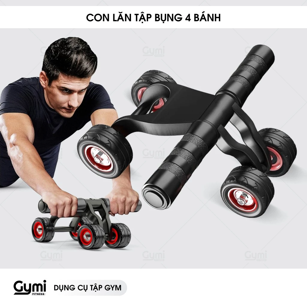 [Kèm Thảm Lót] Con Lăn Tập Bụng 4 Bánh Đa Năng - Dụng Cụ Tập Cơ Bụng Tại Nhà - ConLan4Banh