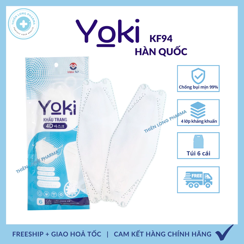 [Thùng 300 Cái] Khẩu trang KF94 Yoki 4 lớp kháng khuẩn kiểu dáng 4d hàn quốc hàng chính hãng công ty